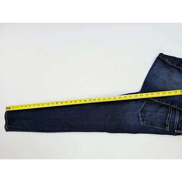 Frame Size 28X29 Women's Le Skinny De Jeanne Blue Denim Embroidered Logo Jeans - Picture 8 of 13